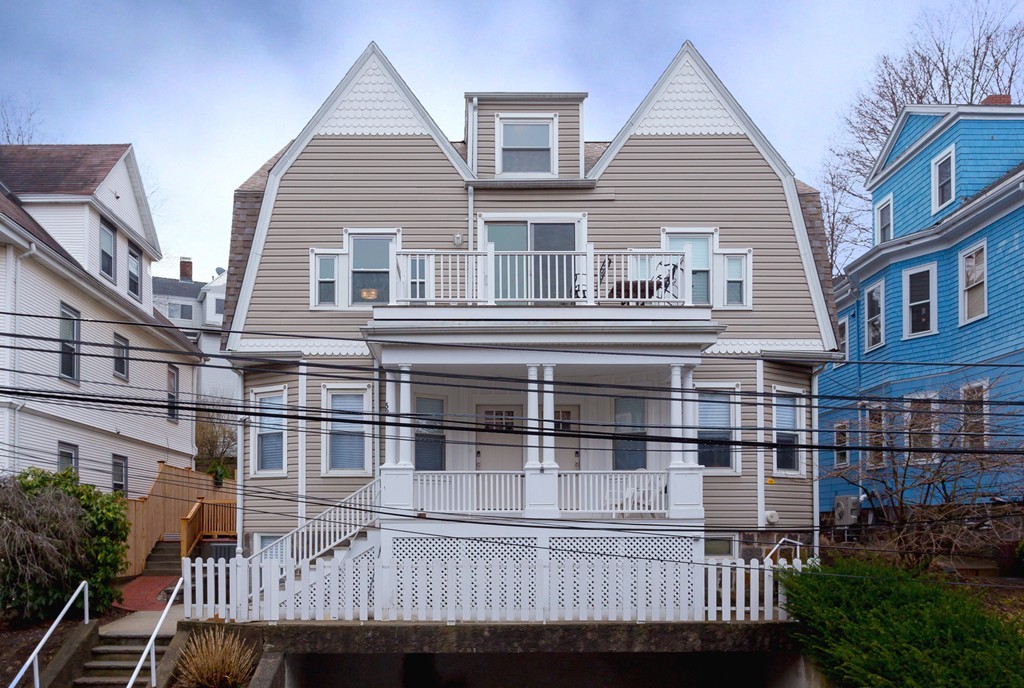 a view of a large white building