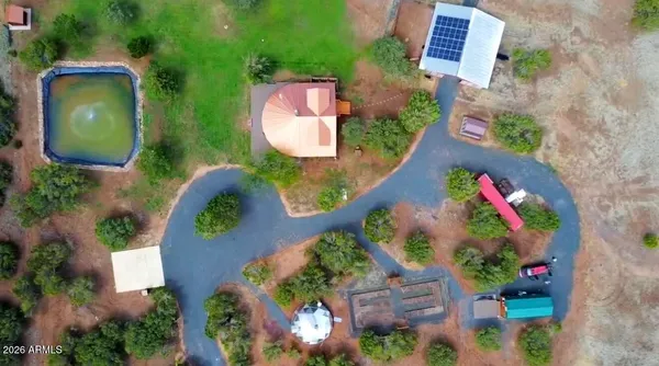 an aerial view of a house