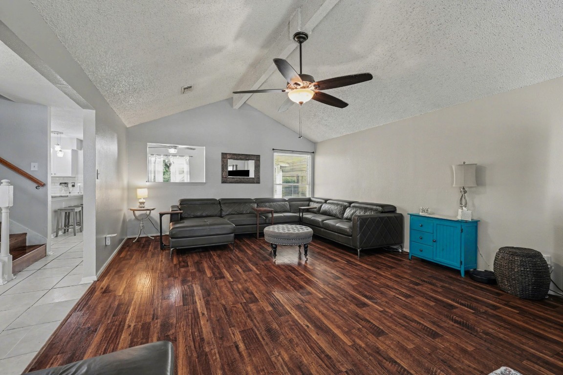 4306 Stallion Brook Lane Spring, TX 77388 - Photo 7 of 36 Living room with vaulted ceilings and gas fireplace