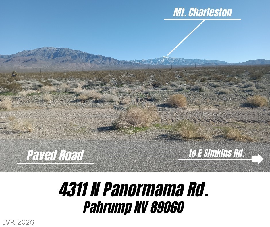 View of Parcel from Paved Road with text