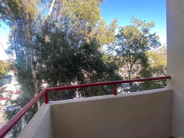 a view of city from a balcony