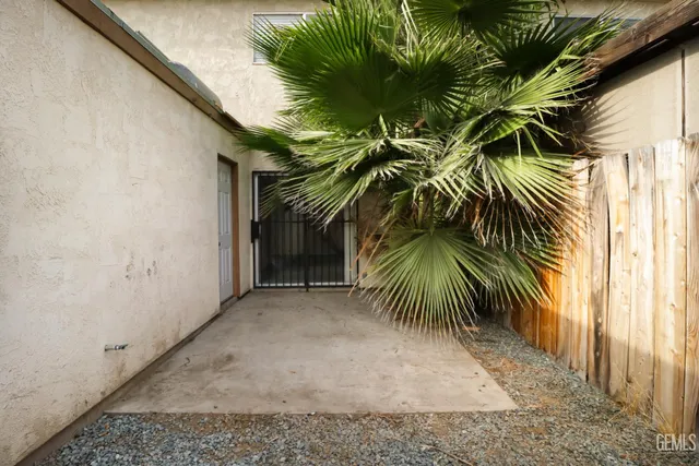 a view of a palm plant that is in front of a building