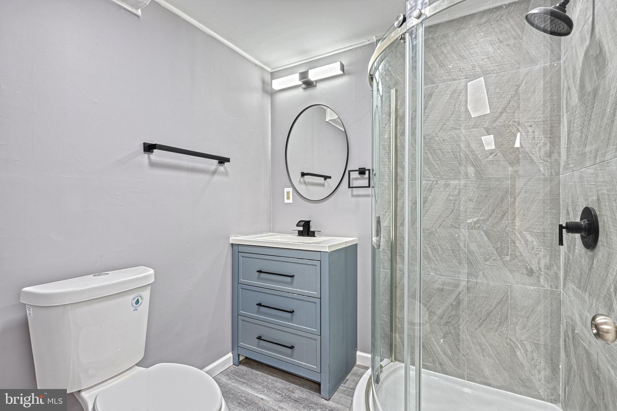 301 State Street Steelton, PA 17113 - Photo 30 of 44 a bathroom with a sink a toilet a mirror and shower