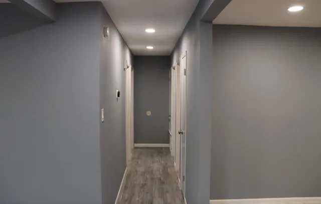 a view of hallway with stairs