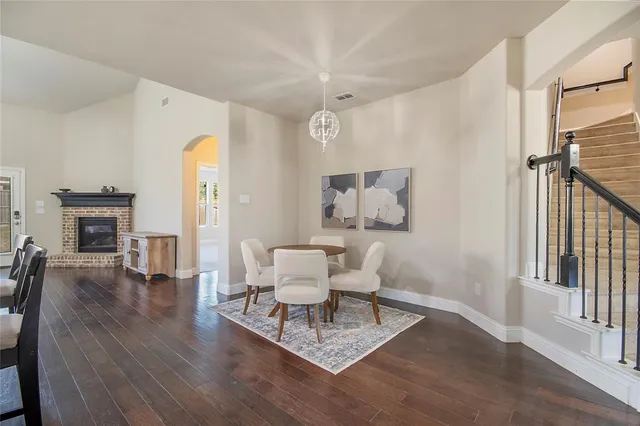 an outdoor space with seating space