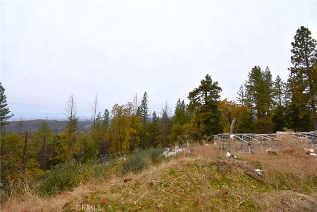 a view of a yard with snow on the road