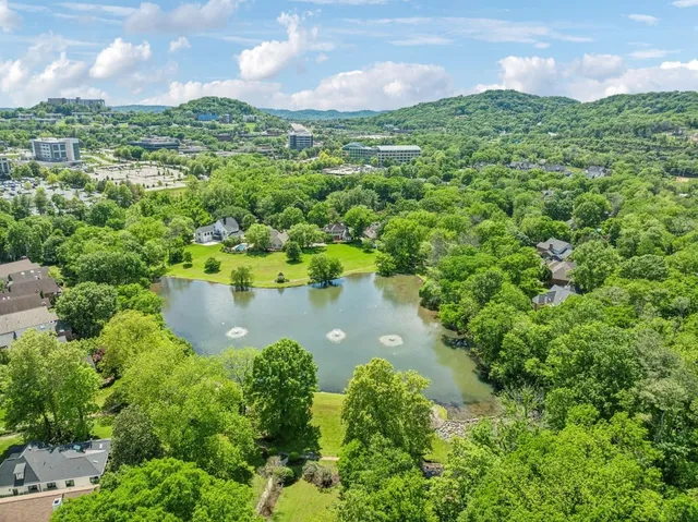 a view of a lake with a houses