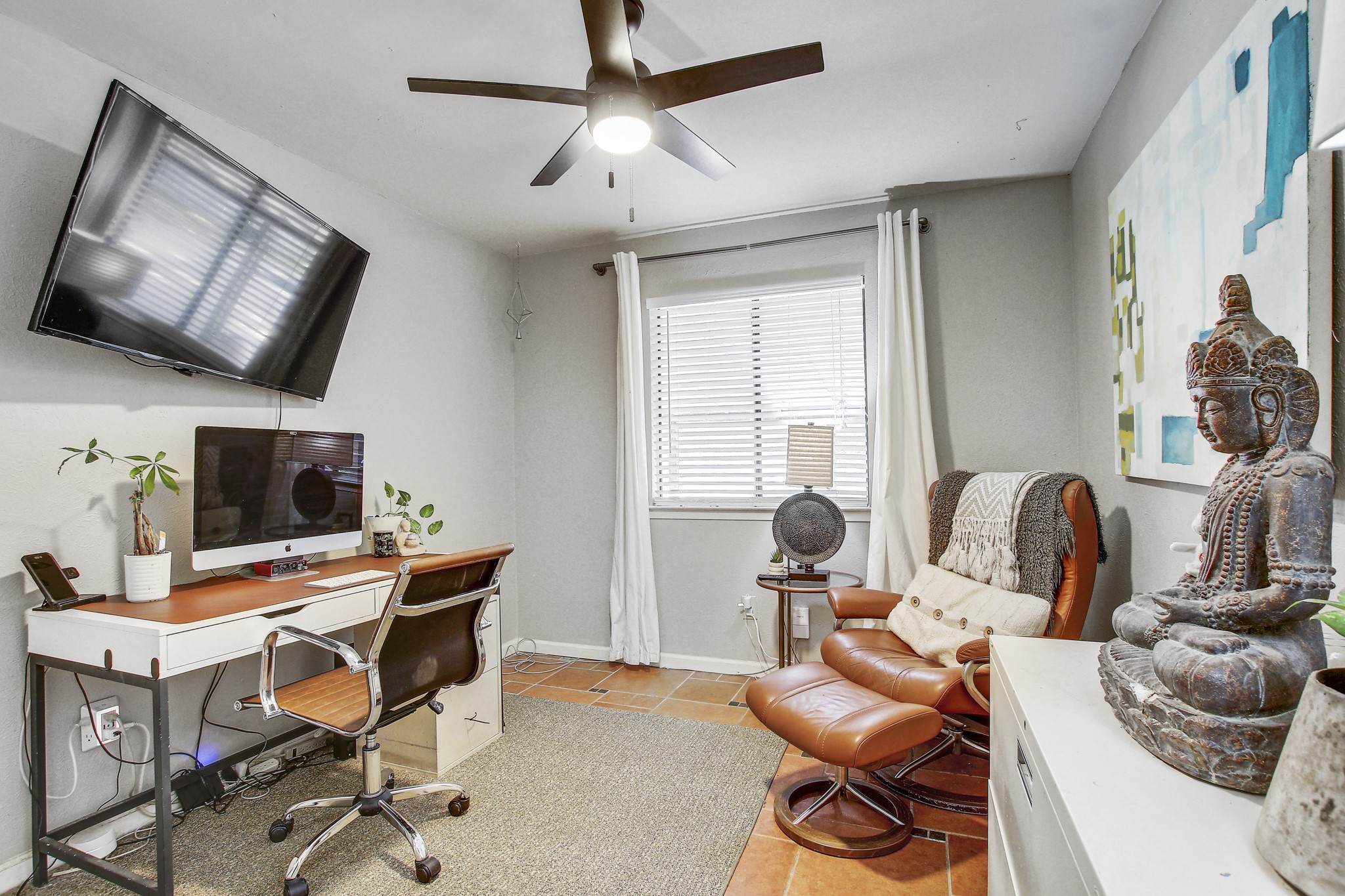 7741 Manassas Drive Austin, TX 78745 - Photo 28 of 39 Office space featuring light tile patterned floors and ceiling fan