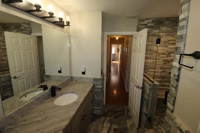 a bathroom with a shower