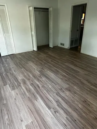 a close view of stove and microwave