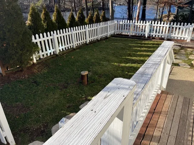 a view of a lake from a yard