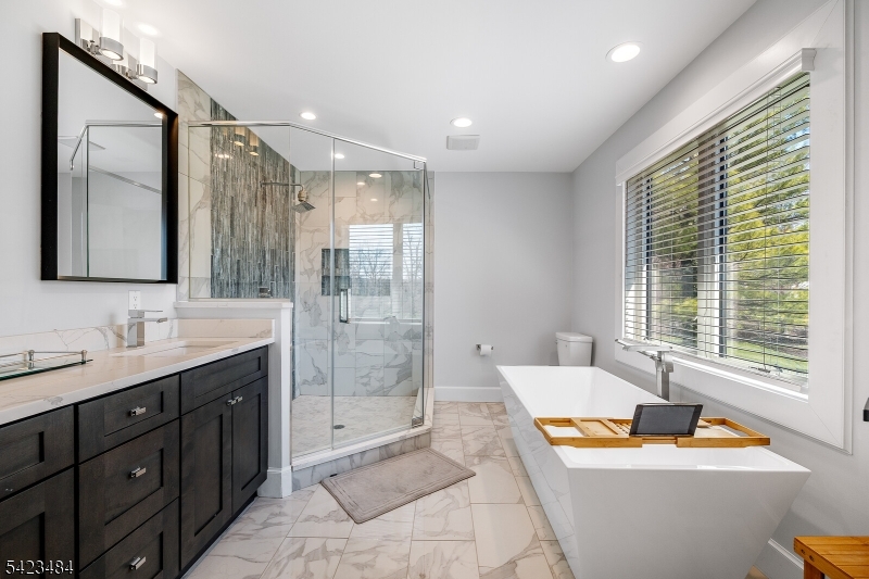 57 Walnut Street Livingston, NJ 07039 - Photo 27 of 43 a view of a bathroom with a tub sink and mirror