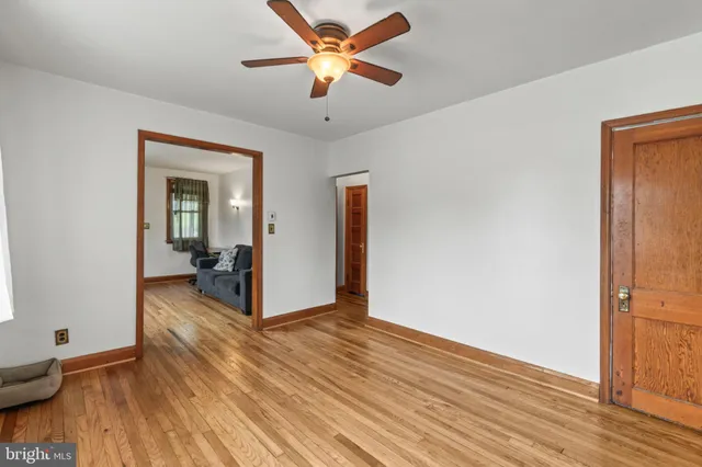 a view of a livingroom with wooden floor