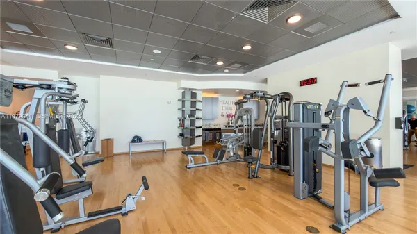 a view of a room with gym equipment