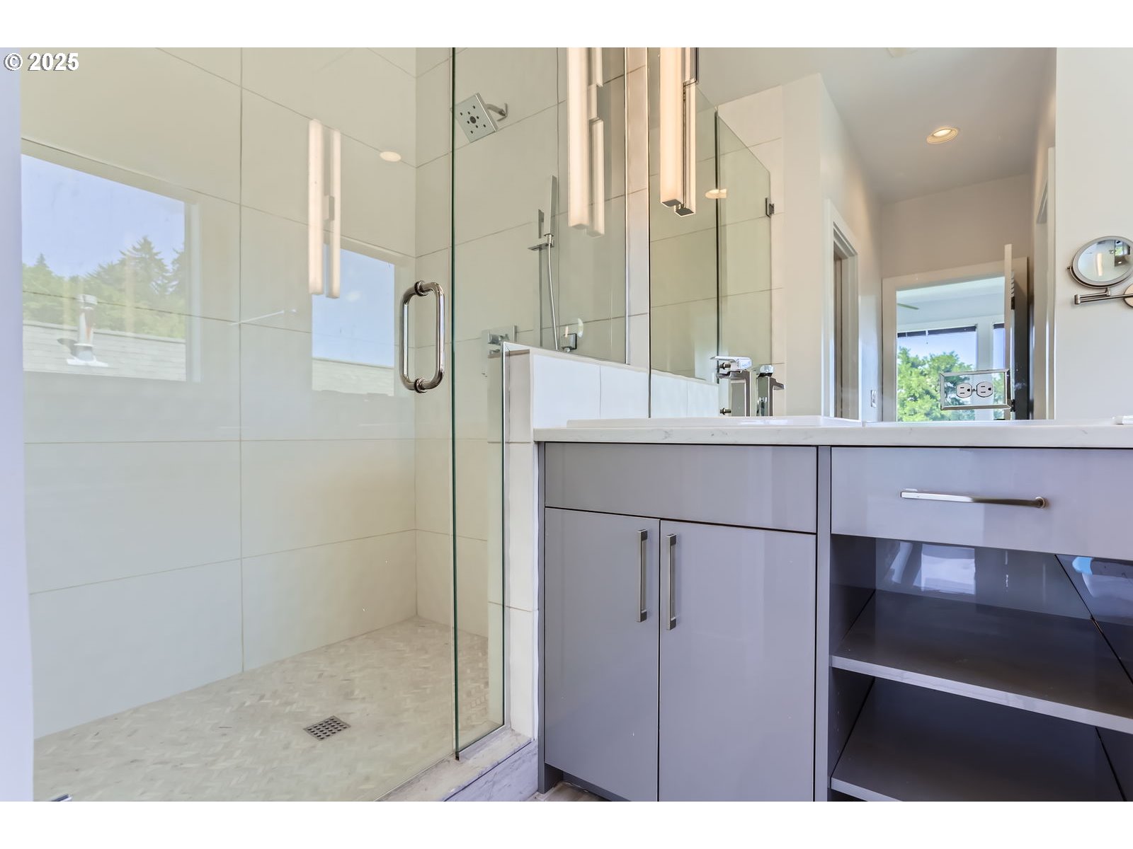 1625 Southwest Montgomery Street, Unit C Portland, OR 97201 - Photo 21 of 41 a bathroom with a shower sink and mirror