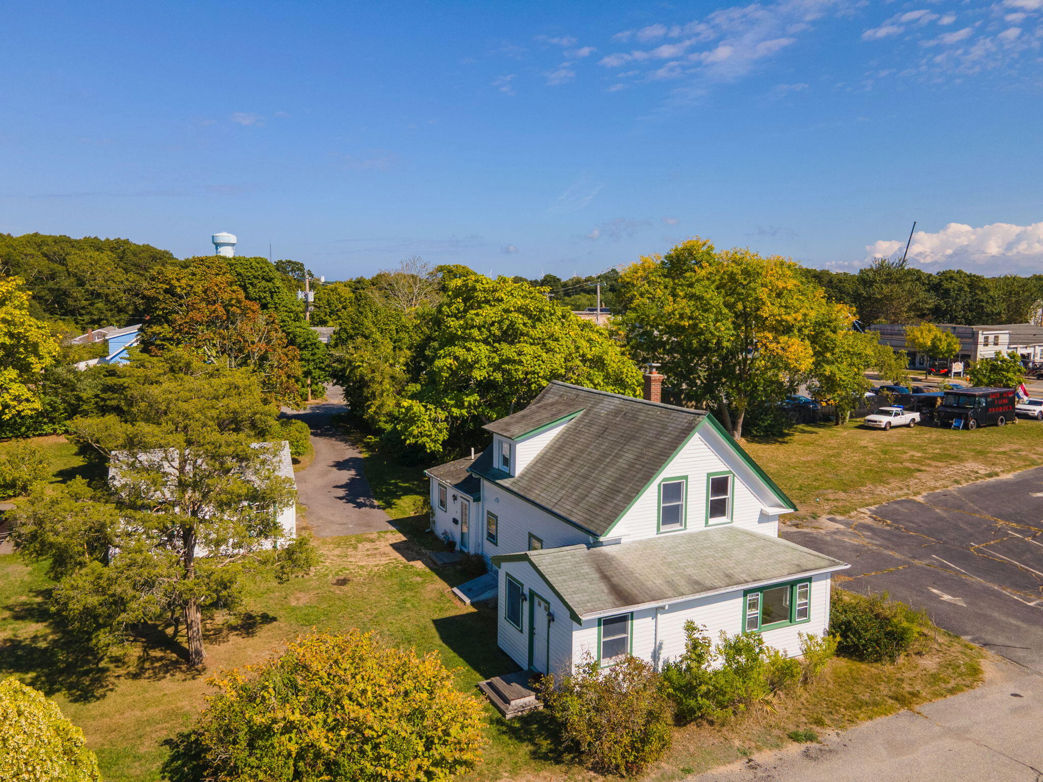 an aerial view of a house