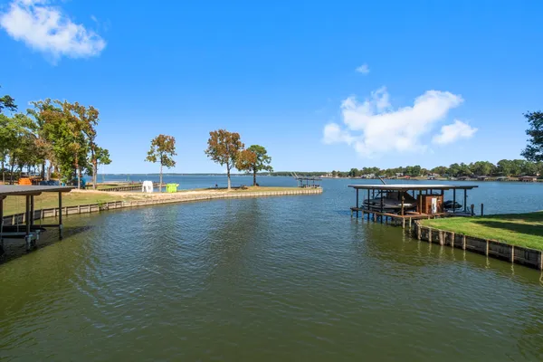 a view of a lake with houses