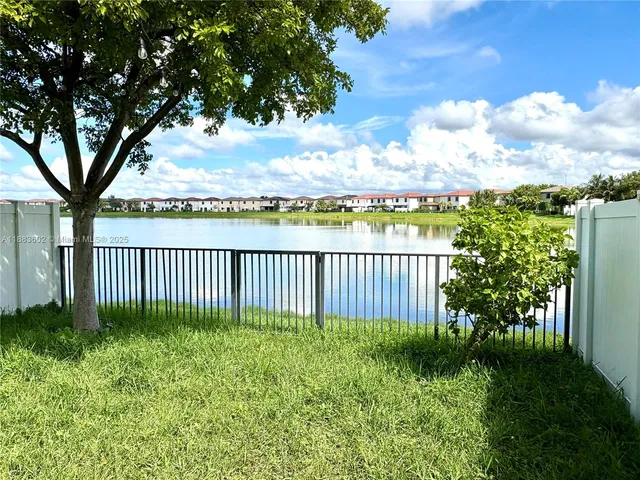 a view of a garden from a porch