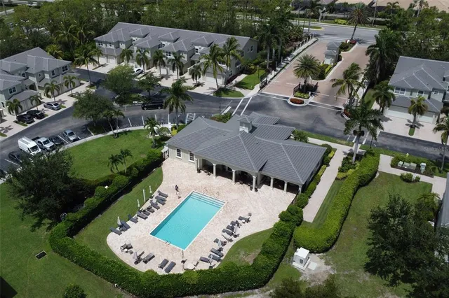 an aerial view of a house