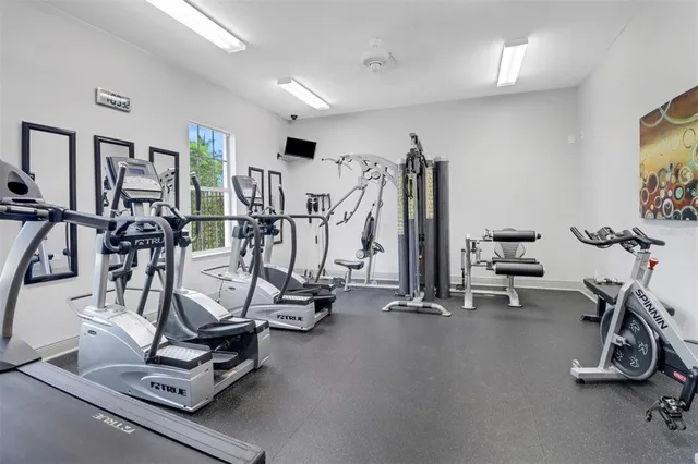 a view of a room with gym equipment