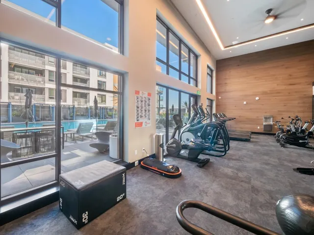 a room with gym equipment