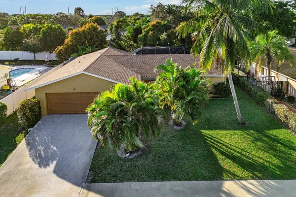 an aerial view of a house