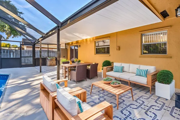 a outdoor space with patio furniture