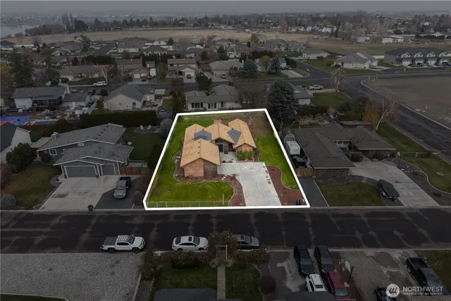an aerial view of a house