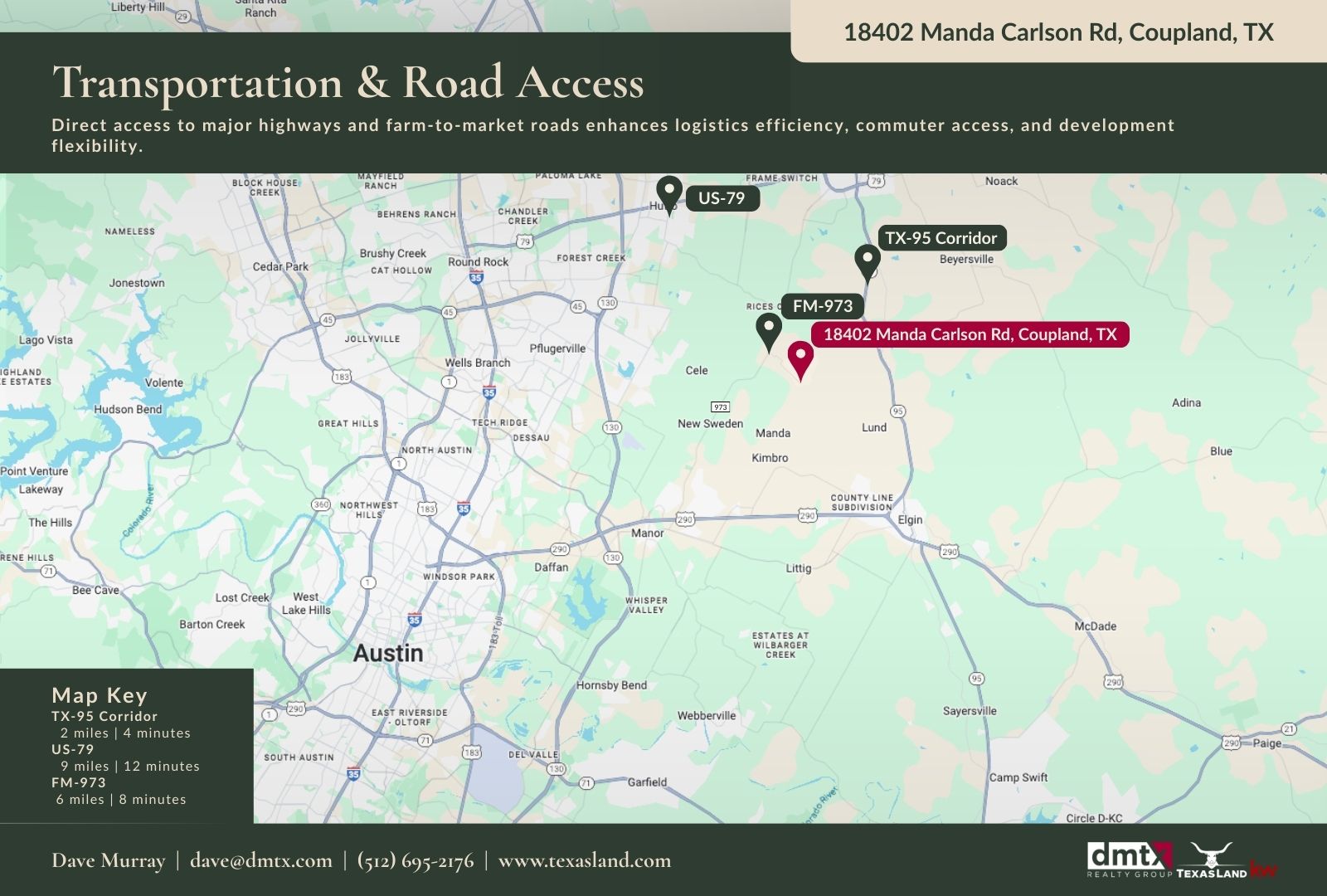 18402 Manda Carlson Road Coupland, TX 78615 - Photo 17 of 29 Map - Transportation & Road Access