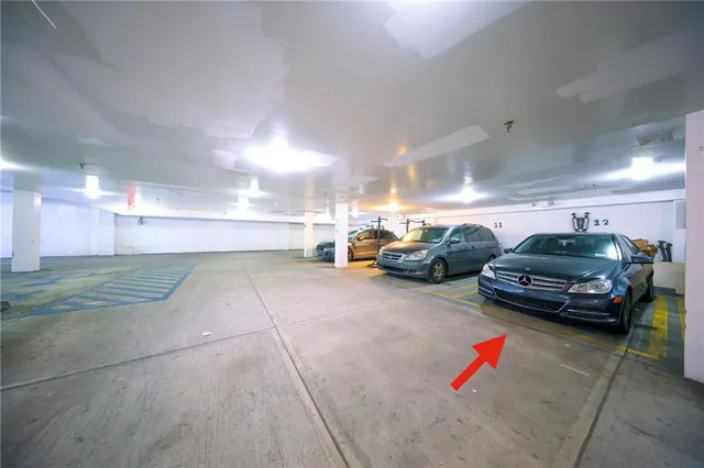 a car parked in a parking area