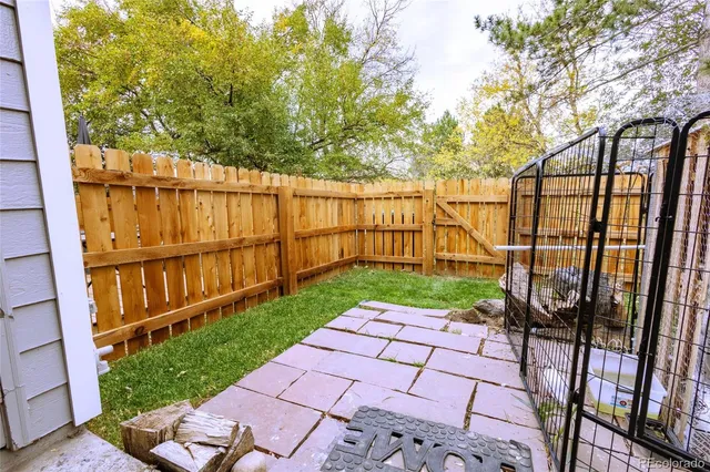 a view of a backyard with a garden