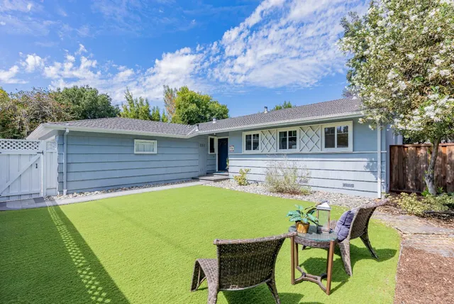 a view of a house with a backyard