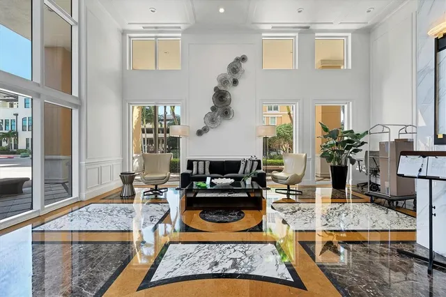 a room with furniture and a mirror