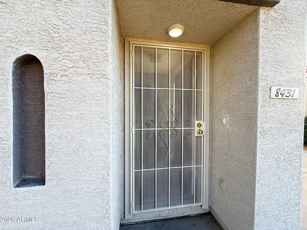 a view of wooden door