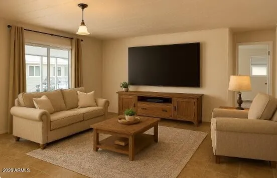a view of a porch with furniture and a patio