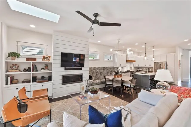 a view of cabinets with wooden floor