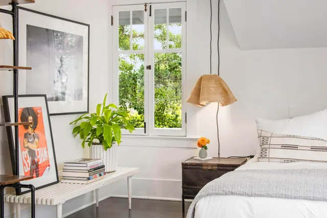a view of a bench in roof of a building
