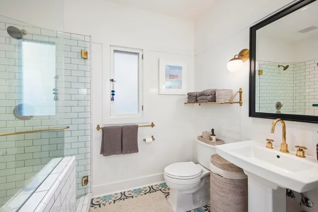 an aerial view of a house with swimming pool