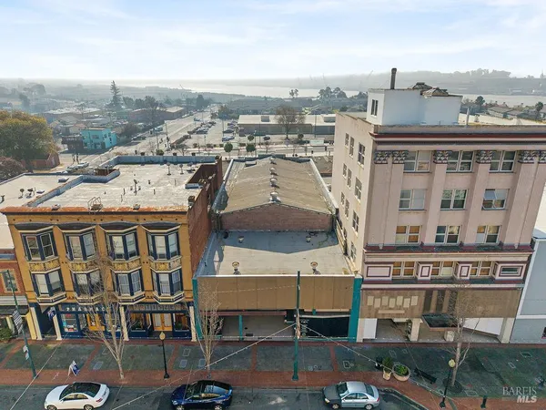 a view of a city that has tall buildings