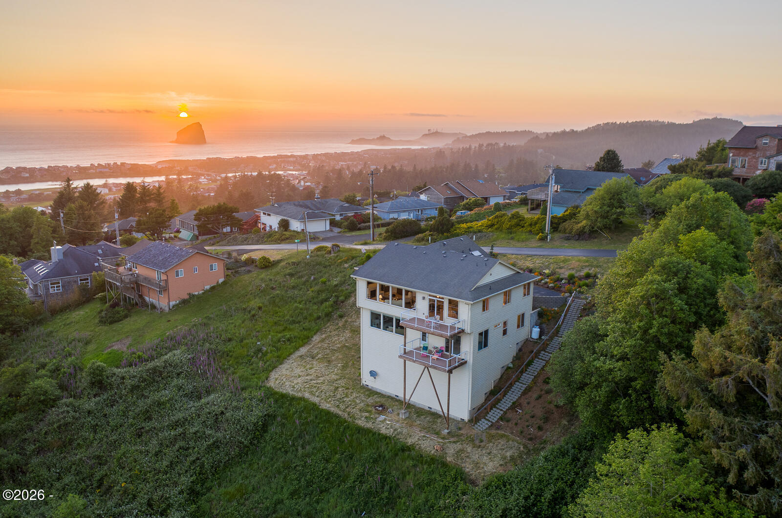 7415 East Summit Road Pacific City, OR 97135 - Photo 40 of 44 an aerial view of residential house with outdoor space and trees