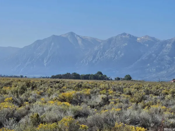 a view of a big building with mountain view