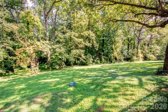 a view of a field with trees