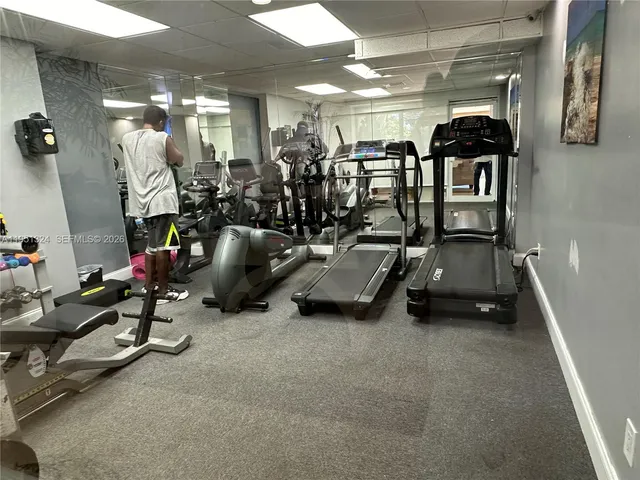 a view of a room with gym equipment