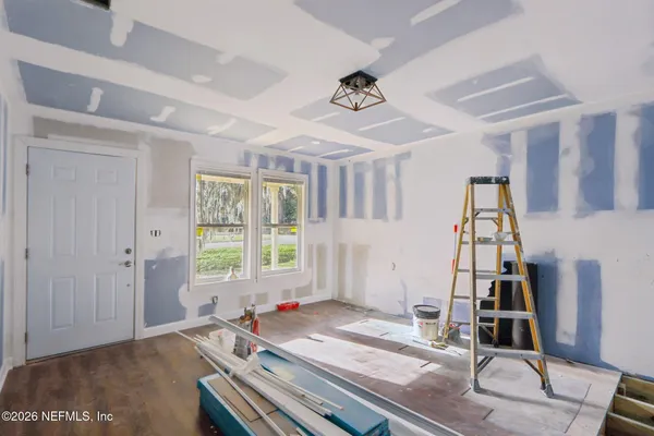 a room with gym equipment