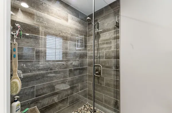a bathroom with a shower