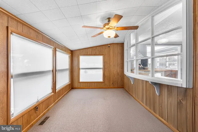 a view of a room with a window