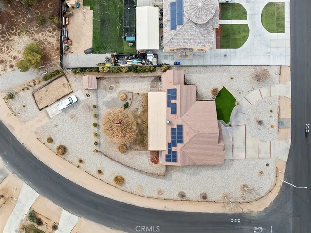 an aerial view of a house