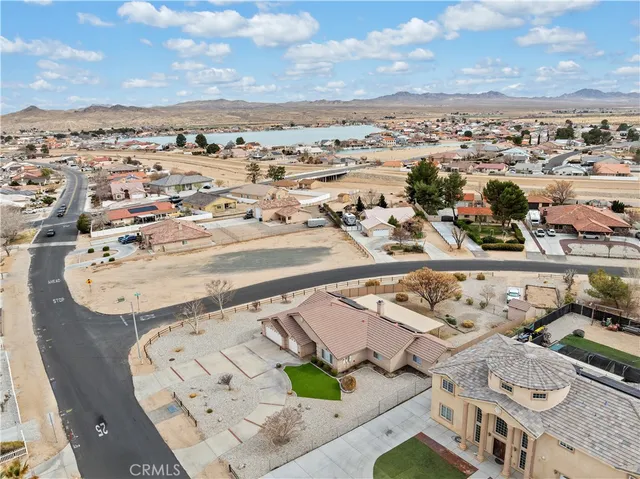 an aerial view of a residential building