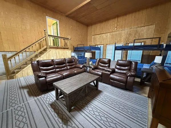 a living room with furniture