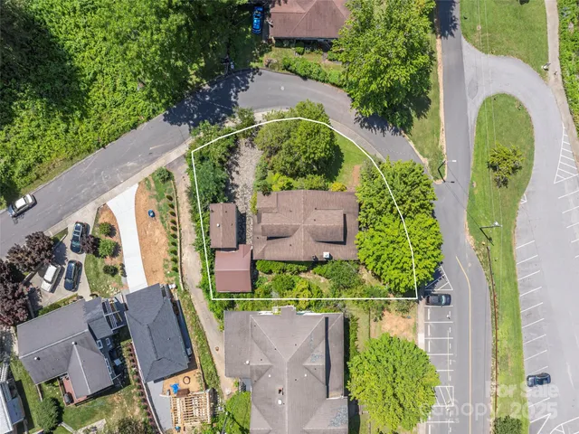 an aerial view of a house